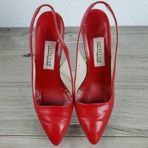 Nordstrom red leather sling back heels